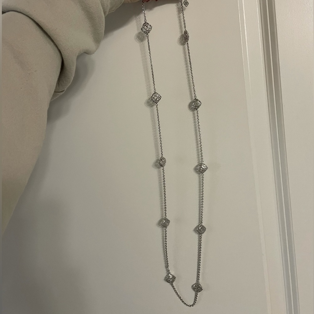 Long silver Kendra Scott Emblem Necklace
